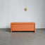 Orange vegan leather upholstered liftable bench with storage ottoman one drawer for bedroom entryway