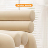 Beige Velvet Accent Chair Upholstery Horizontal Channeled for Living Room
