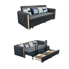 Contemporary upholstered sleeper sofa with spacious hidden storage