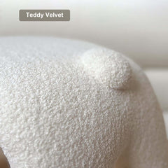 Modern white cat vanity stool, stylish teddy velvet upholstery, backless makeup accent chair