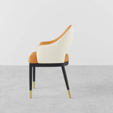 Modern Orange & Coffee PU Leather Dining Chair Set of 2 Open Back with Arms