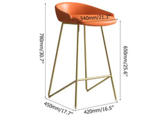 Modern bar stool with luxurious PU leather upholstery and elegant gold finish