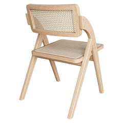 Set of 2 Japandi natural folding dining chairs made from solid wood and durable rattan