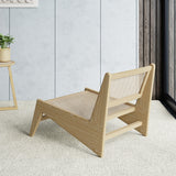 Rattan and Wood Lounge Chair Accent Chair in Natural