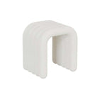 Stylish Modern White Teddy Velvet Vanity Stool Backless Makeup Accent Chair with Soft Padding