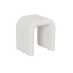 Stylish Modern White Teddy Velvet Vanity Stool Backless Makeup Accent Chair with Soft Padding