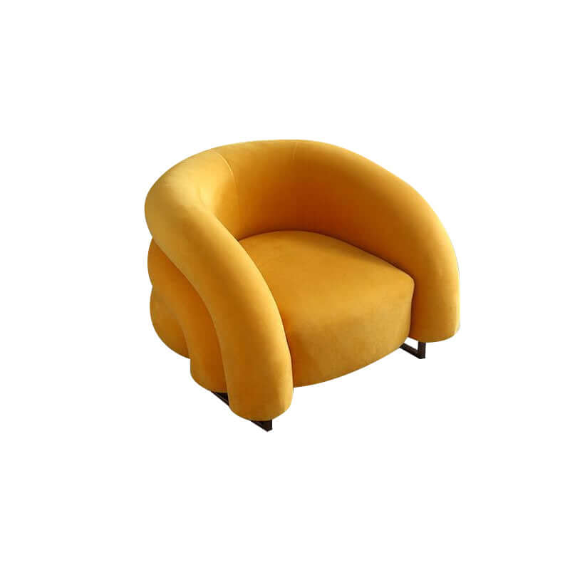 Solid wood accent chair in yellow with metal base for contemporary living spaces