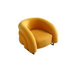 Solid wood accent chair in yellow with metal base for contemporary living spaces