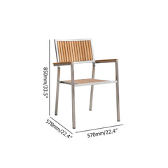 7 Pieces Outdoor Dining Set - Solid Wood Table, Aluminum Frame Chairs for Patio