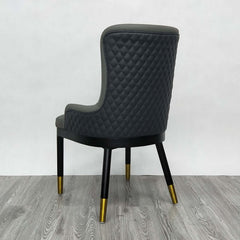 Set of 2 elegant gray dining chairs upholstered in modern faux leather