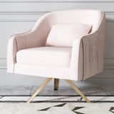 Pink Velvet Accent Chair Modern Upholstered Arm Chair Pillow Included