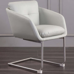 Gray Faux Leather Tufted Office Chair for Desk Upholstered Task Chair Stainless Steel