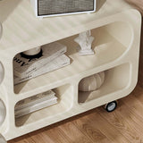 Art Deco Entryway Hall Tree with Storage Bench with Wheel in White & Silver
