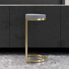 Fashionable gray PU leather bar stool with modern gold frame for home decor