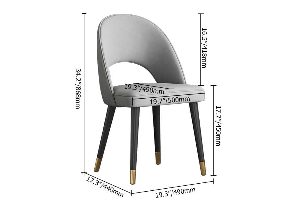 Modern blue velvet dining chair with curved back and comfortable upholstery, set of 2