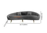 Modern 63" Pink Velvet Curved Sofa Gold Metal Toss Pillow Included