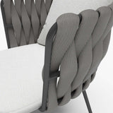 7 Pieces Outdoor Dining Set with Faux Marble Top & Aluminum Table and Rope Woven Chair