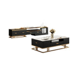 Modern TV Stand & Coffee Table Set for 100 Inch TV in Black with Drawers