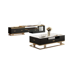 Modern Entertainment Unit and Coffee Table Set for 100 Inch TV in Black Finish