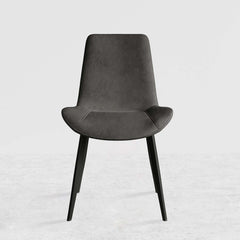 Two Modern Gray Upholstered Dining Chairs in PU Leather for Sleek and Trendy Dining Room Decor