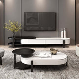 Lift Top Storage Lacquer Coffee Table And Side Table Set in White & Black