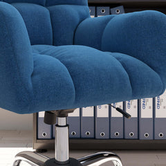 Sleek cotton and linen upholstered office chair with swivel and adjustable height for modern work environments