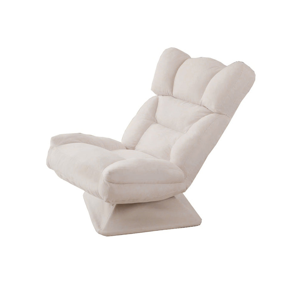 Light Gray Cotton & Linen Lounge Chair Swivel Sofa Chair 360 Degree Adjustable Backrest