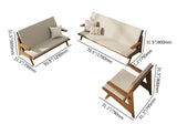 3 Pieces Living Room Set Rattan & Ash Wood Sofa & Loveseat & Chair with White Cushion