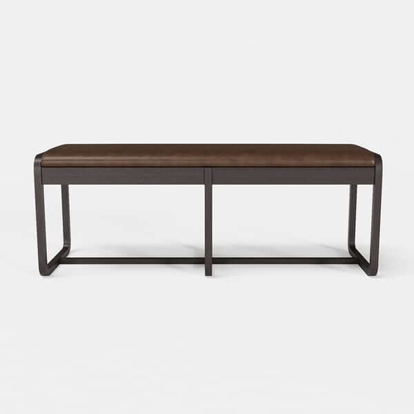 Chic 47 inch midcentury modern walnut entryway bench with sleek PU leather upholstery and ash wood legs