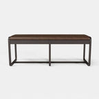 Chic 47 inch midcentury modern walnut entryway bench with sleek PU leather upholstery and ash wood legs