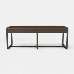 Chic 47 inch midcentury modern walnut entryway bench with sleek PU leather upholstery and ash wood legs