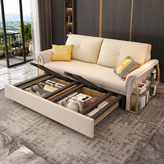 Convertible storage sofa bed with leathaire upholstery