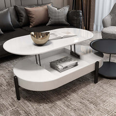 Chic contemporary lift top storage coffee table and side table set in white and black for trendy interiors