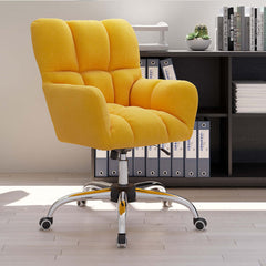 Stylish and comfortable swivel task chair with height adjustment in cotton and linen upholstery for modern offices