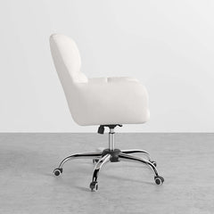 Comfortable and versatile task chair with cotton and linen upholstery, swivel, and adjustable height