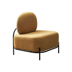 Chic yellow linen armless accent chair featuring contemporary black leg