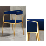 Gray Modern Dining Chair Velvet Upholstered Accent Arm Chair with Gold Leg