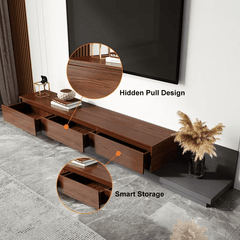 Stylish Walnut Modern MDF Extendable 3 Drawers TV Stand & Coffee Table Set for Home