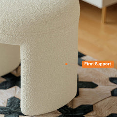 Trendy Modern Orange Boucle Vanity Stool Backless Makeup Accent Chair with Sleek Design