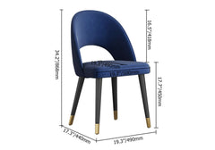 Modern and elegant blue velvet dining chair with a curved back, set of 2 for luxurious dining