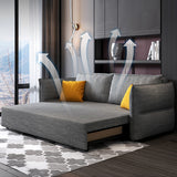 78.7" Cotton&Linen Upholstered Convertible Sofa Full Sleeper Sofa with Storage