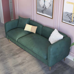 70.9" Green LeathAire Sofa with Stainless Steel Base - Modern Upholstered 3Seater