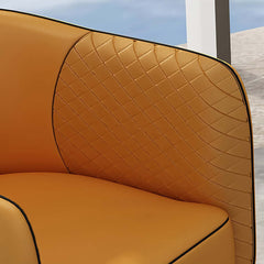 Fashionable Orange and Black Faux Leather Accent Chair - Contemporary Upholstered Armchair with Gold Finish Metal Legs