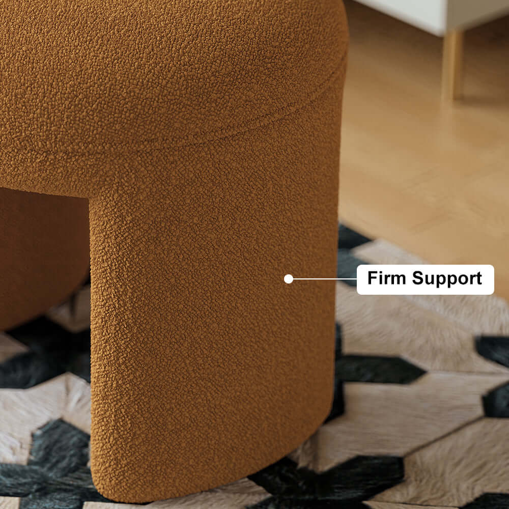 Trendy Modern Orange Boucle Vanity Stool Backless Makeup Accent Chair with Sleek Design