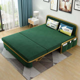 Modern Convertible Sofa Bed with Storage Velvet Upholstery in Deep Gray & Gold