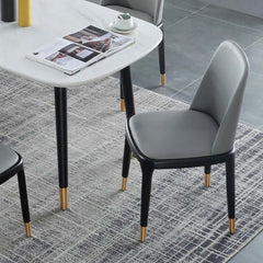 Modern upholstered gray PU dining table chair set of 2 in contemporary style