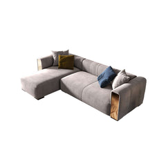 Contemporary 110.2 inch LShape Gray Velvet Upholstered Sectional Sofa