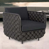 27.6" Wide Modern Aluminum & Rope Outdoor Patio Sofa with Cushion in Gray
