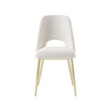 Modern Black Upholstered Dining Chair Set of 2 with Hollow Back & Gold Legs