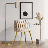 Nordic Pink Round Accent Chair with Velvet Upholstery